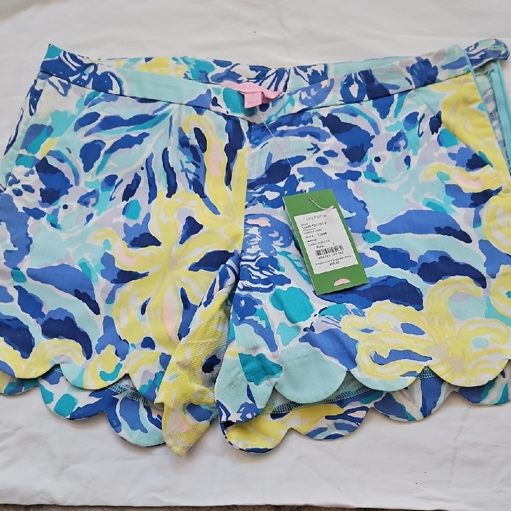 Lilly Pulitzer Blue and Yellow High Waist Shorts